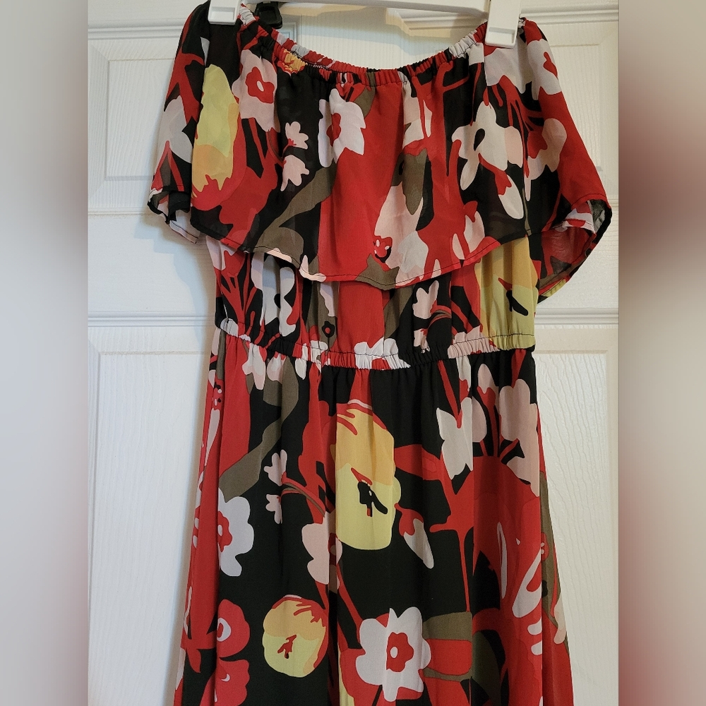 New York & Company Red and Black Dress